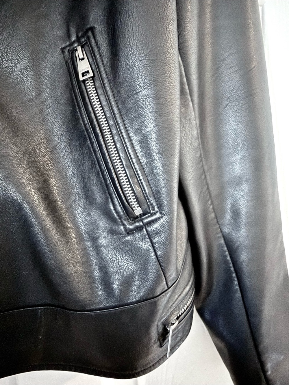 Levi’s Women's Black Faux Leather Latch Collar Racer Jacket • Size XL - Picture 6 of 8